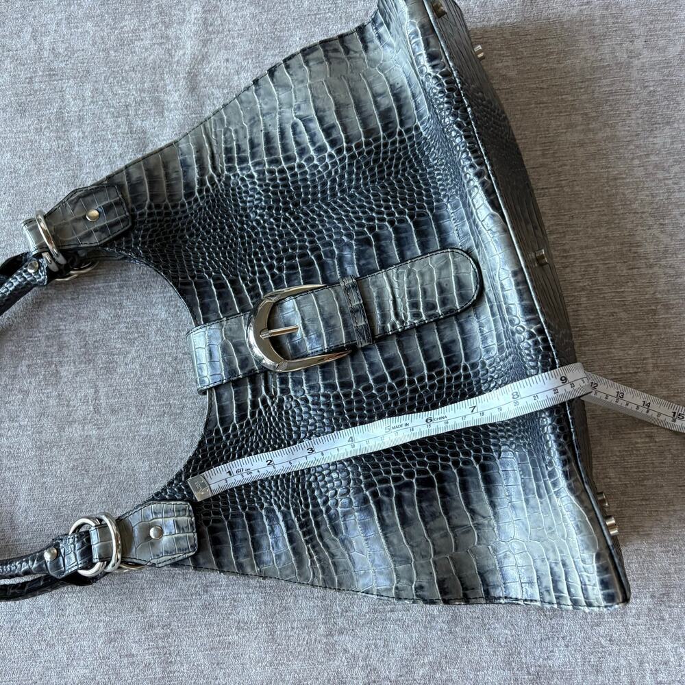 Grey Crocodile Effect Shoulder Bag - Picture 6 of 7